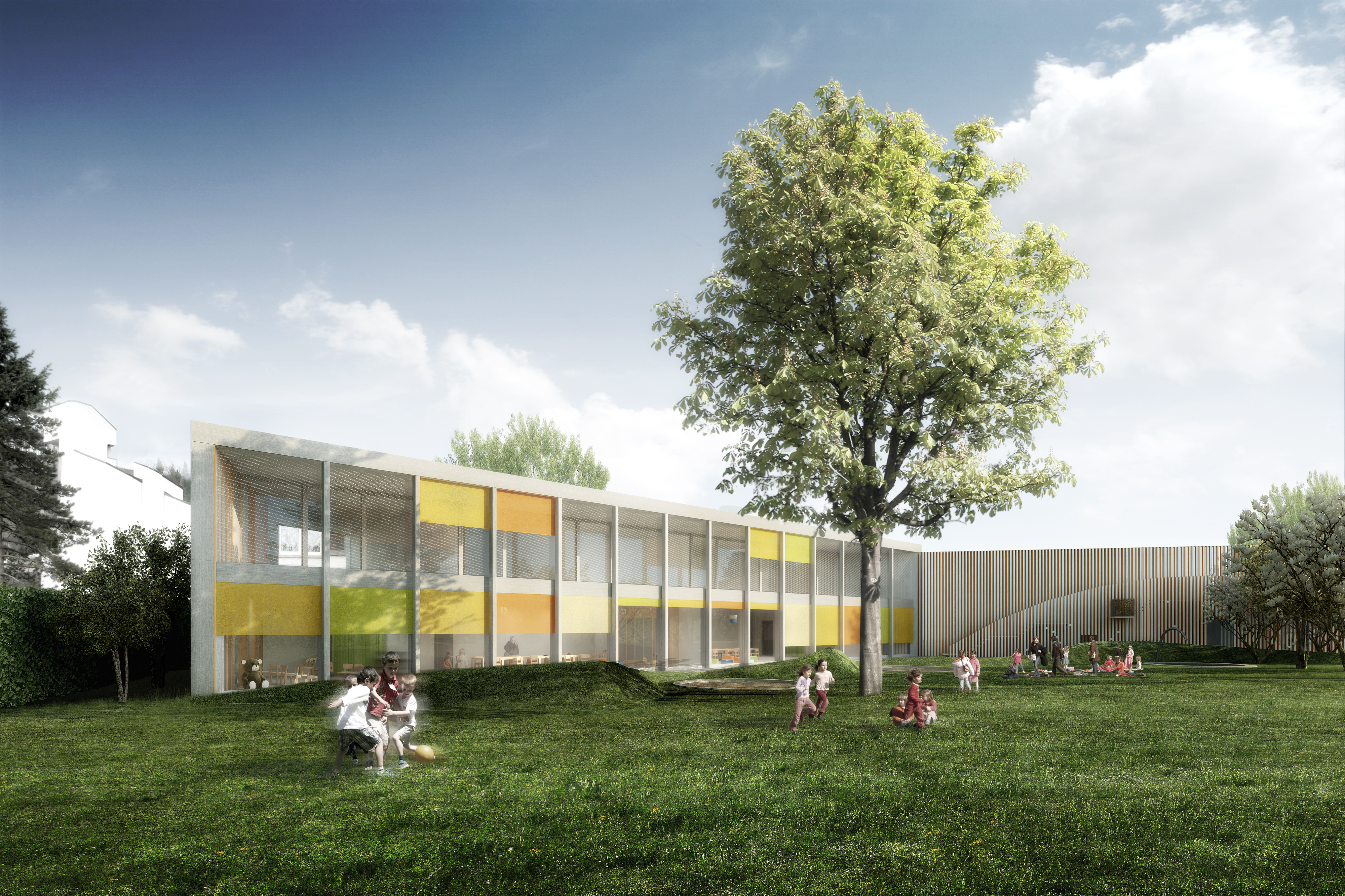 : Nouveau jardin d'enfants double, Zwingen, bauzeit architekten
