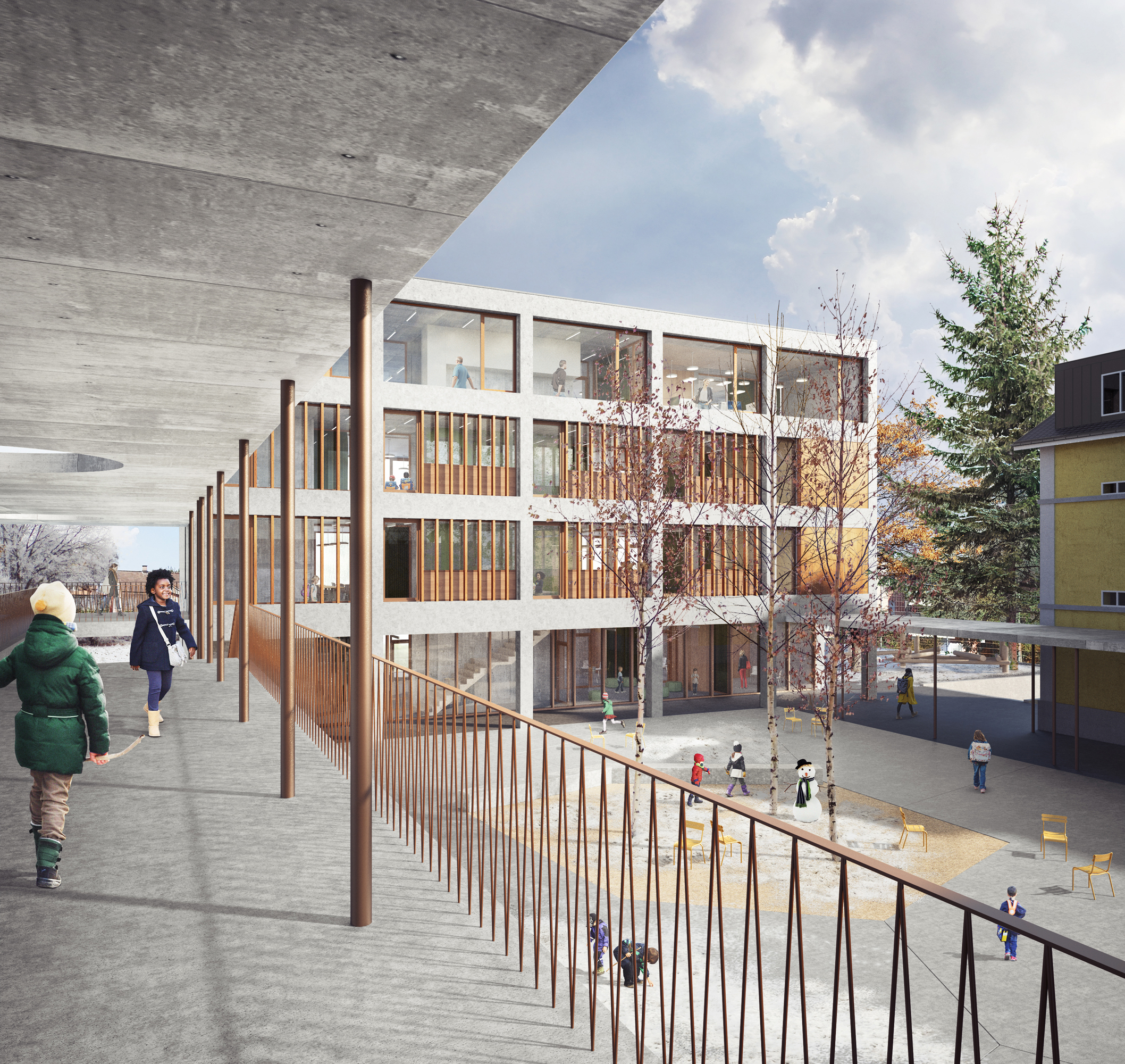 : Extension de l'école de Herrenhof, Uzwil, bauzeit architekten